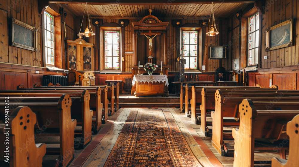 Obraz premium The interior of a small church