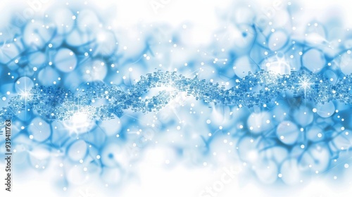 A DNA strand representation made from sparkling blue particles, symbolizing concepts of life and digital innovation.