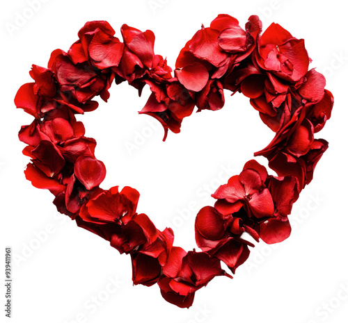 Obraz na płótnie PNG Heart-shaped red rose petals on white w salonie