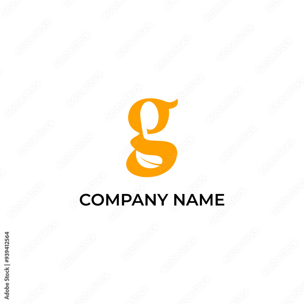 Letter G logo template, trendy g with leaves Letter G logo template, trendy g with leaves