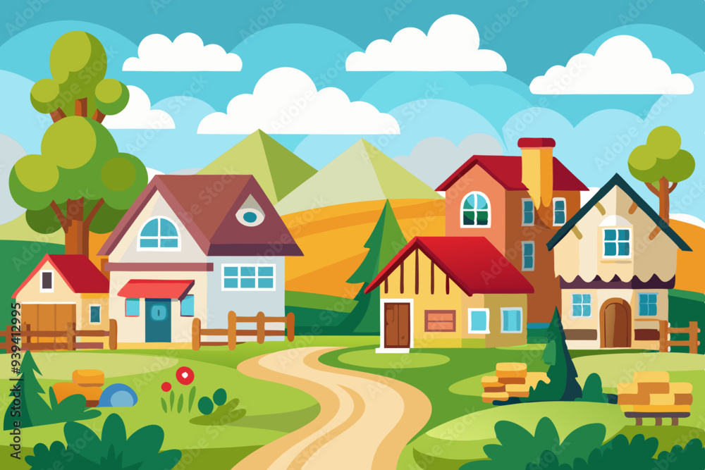 village and house vector illustration village and house vector illustration