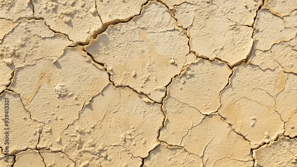 Fototapeta premium Cracked Dry Earth Texture, Parched Yellow Surface