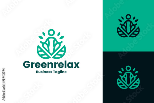 eco leaf yoga logo vector