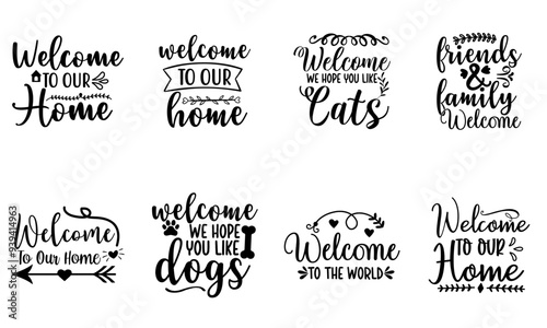 Elegant Welcome Hand Lettering, Typography Pack Vector Illustration for Bookmark, Advertising, Advertisement