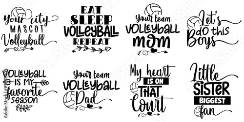 Creative Volleyball Calligraphy, Quotes Bundle Vector Illustration for Label, Magazine, Presentation