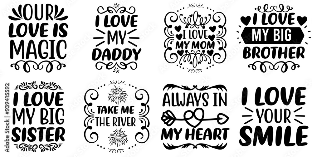 Fototapeta premium Minimal Made In Hand Lettering, Phrases Collection Vector Illustration for Infographic, Mug Design, Sticker