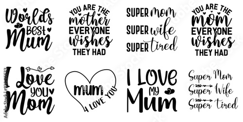 Colourful Mothers Day Trendy Retro Style Illustration, Labels And Badges Set Vector Illustration for Advertising, Icon, Advertisement