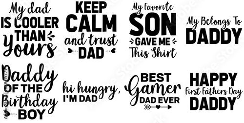 Creative Fathers Day Hand Lettering, Typographic Emblems Bundle Vector Illustration for Gift Card, Book Cover, Holiday Cards