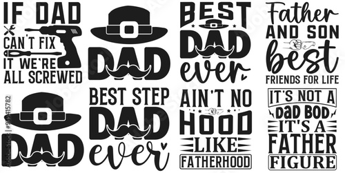 Simple Fathers Day Inscriptions, Phrases Bundle Vector Illustration for T-Shirt Design, Mug Design, Printing Press