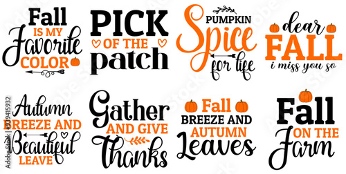 Cute Fall Invitation, Typography Set Vector Illustration for T-Shirt Design, Icon, Brochure