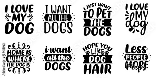 Elegant Dog Labels And Badges, Calligraphy Pack Vector Illustration for Sticker, Presentation, Flyer