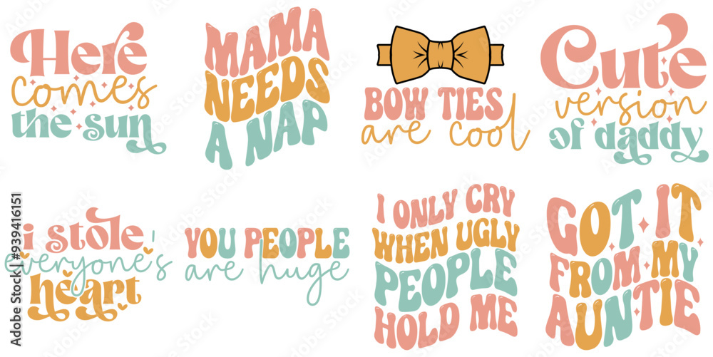 Simple Baby Trendy Retro Style Illustration, Phrases Bundle Vector Illustration for Social Media Post, Banner, Newsletter Simple Baby Trendy Retro Style Illustration, Phrases Bundle Vector Illustration for Social Media Post, Banner, Newsletter
