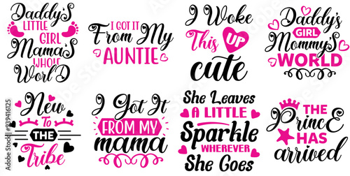 Simple Baby Typography, Trendy Retro Style Illustration Bundle Vector Illustration for Announcement, Icon, Gift Card