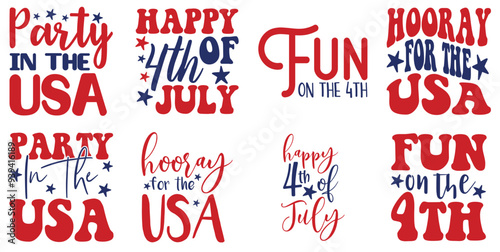 Colourful 4Th Of July Quotes, Labels And Badges Bundle Vector Illustration for Advertisement, Motion Graphics, Infographic
