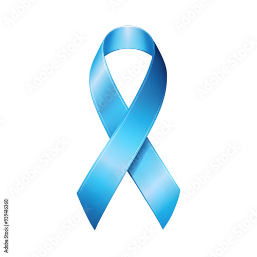 cancer awareness symbol, blue ribbon isolated on a transparent background.