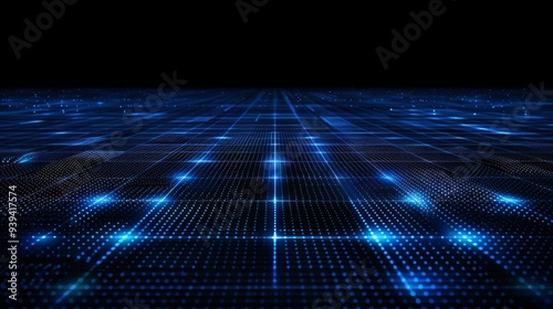 This image showcases a digital grid pattern with glowing lights and dots, exuding a high-tech, futuristic atmosphere.