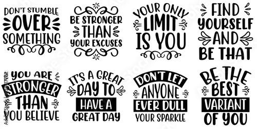 Classic Inspirational Hand Lettering, Typography Pack Vector Illustration for T-Shirt Design, Book Cover, Motion Graphics