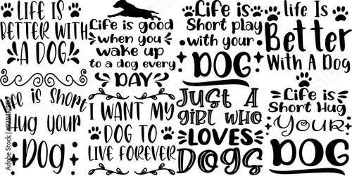 Minimal Dog Quotes, Calligraphic Lettering Collection Vector Illustration for Motion Graphics, Printable, Stationery