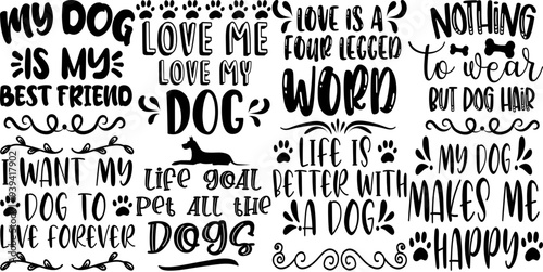 Creative Dog Labels And Badges, Typography Collection Vector Illustration for Decal, Announcement, Mug Design