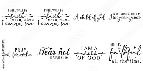 Colourful Christian Sign Calligraphy, Trendy Retro Style Illustration Pack Vector Illustration for Decal, Stationery, Holiday Cards