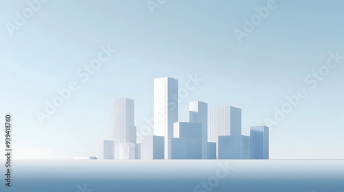 Wallpaper Mural Minimalist Cityscape with Geometric Architectural Skyline against Clear Blue Sky Torontodigital.ca