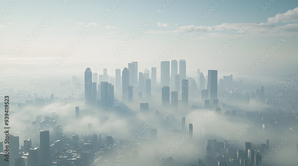 Fototapeta premium Vast Sprawling Megacity with Hazy Horizon and Blending Skyscrapers