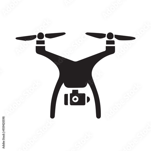 Minimalist Drone Illustration Aerial Technology in Simple Black and White Design for Modern Projects