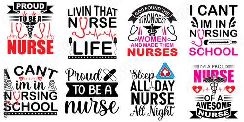 Vibrant Nurse Typographic Emblems, Quotes Collection Vector Illustration for Icon, Advertisement, Advertising