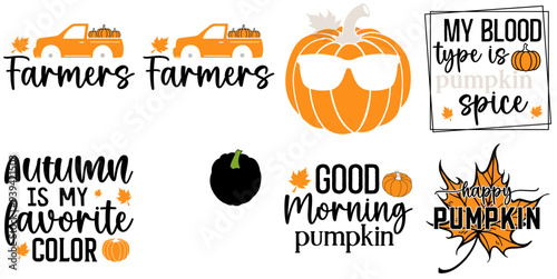 Simple Fall Hand Lettering, Calligraphic Lettering Bundle Vector Illustration for Advertisement, Advertising, Decal