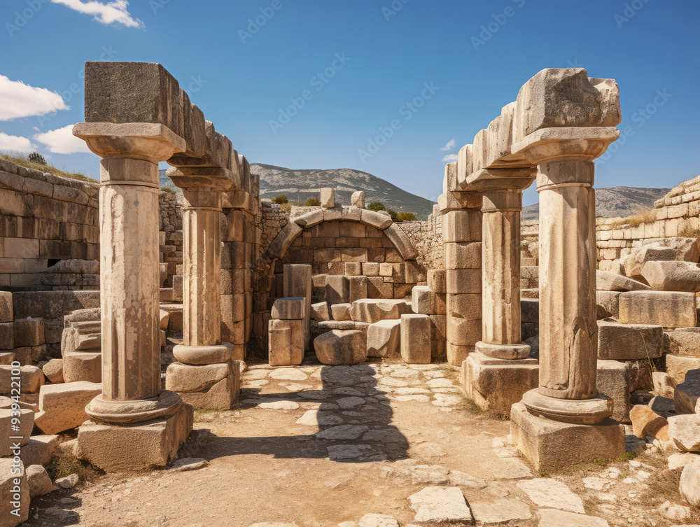 Eye Catching Old pillars at roman ruins of volubilis morocco north africa Eye Catching Old pillars at roman ruins of volubilis morocco north africa