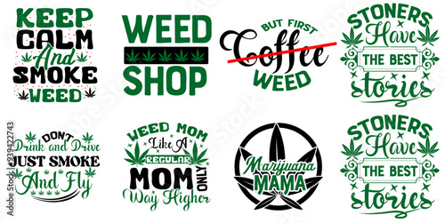 Classic Weed Hand Lettering, Labels And Badges Collection Vector Illustration for Announcement, Brochure, Greeting Card