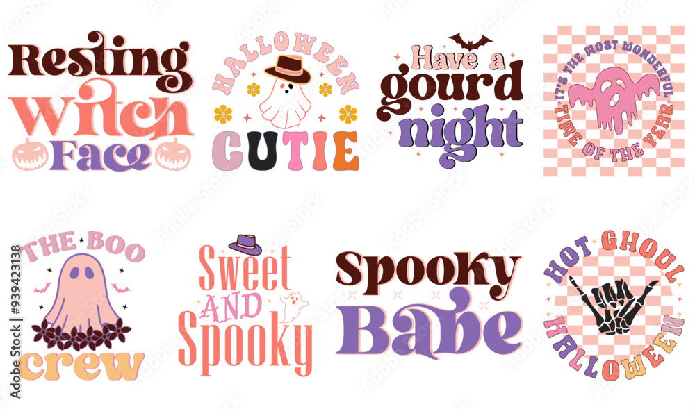 Minimal Retro Halloween Invitation, Calligraphic Lettering Collection Vector Illustration for Printing Press, Stationery, Label Minimal Retro Halloween Invitation, Calligraphic Lettering Collection Vector Illustration for Printing Press, Stationery, Label