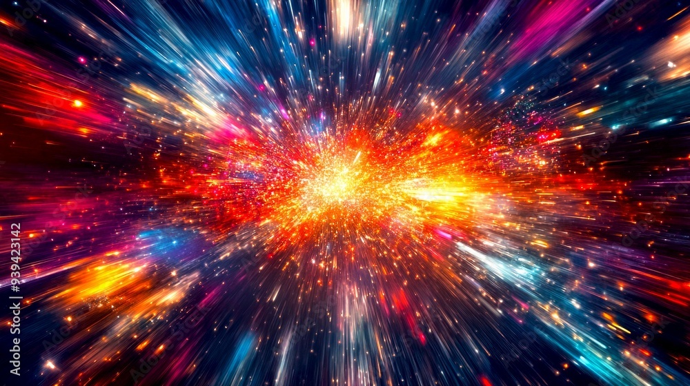 A vibrant explosion of colors and lights fills the frame. This digital abstract art captures the essence of movement and energy. Ideal for backgrounds, digital projects, or inspirational designs. AI A vibrant explosion of colors and lights fills the frame. This digital abstract art captures the essence of movement and energy. Ideal for backgrounds, digital projects, or inspirational designs. AI
