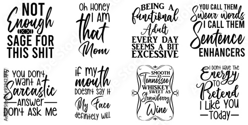 Decorative Funny Phrases, Inscriptions Set Vector Illustration for Printing Press, Flyer, Banner
