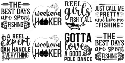 Vibrant Fishing Calligraphy, Quotes Pack Vector Illustration for Packaging, Announcement, Gift Card
