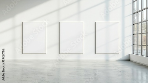 Elegant blank decorative art frame display, versatile gallery mock-up, ideal for showcasing posters, ample free space for design, enhances artistic presentation.