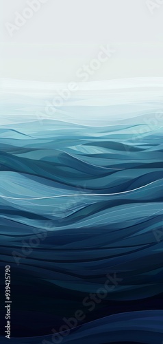 Abstract waves in varying shades of blue symbolizing the calmness and tranquility of the ocean and nature.