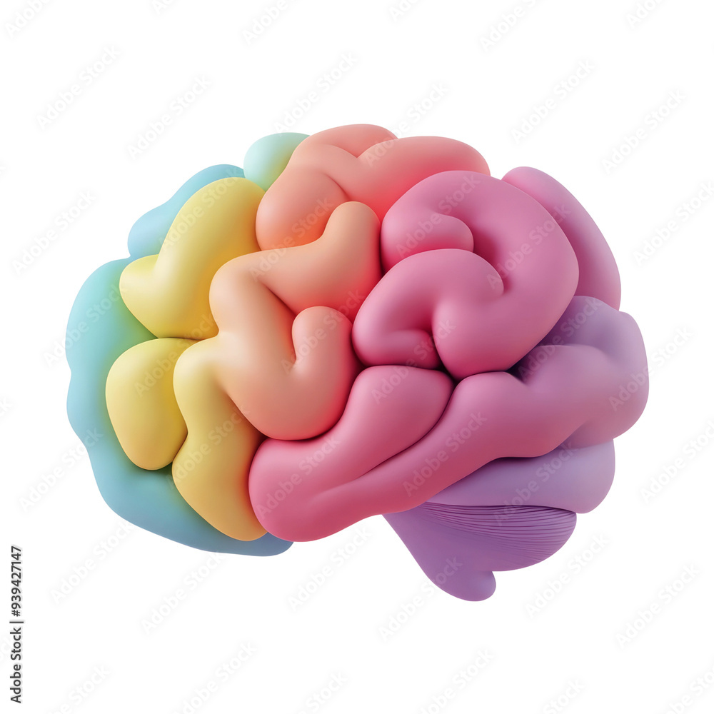 colorful brain 3d render icon isolated on transparent background cutout colorful brain 3d render icon isolated on transparent background cutout