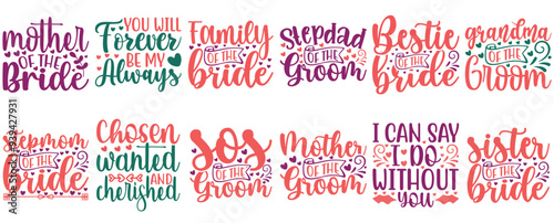 Cute Wedding Inscriptions, Invitation Collection Vector Illustration for Brochure, Logo, T-Shirt Design