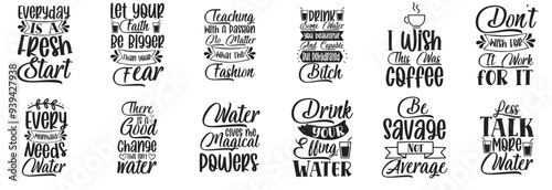 Colourful Water Tracker Labels And Badges, Typography Pack Vector Illustration for Brochure, Postcard, T-Shirt Design