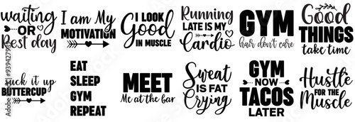 Simple Workout Labels And Badges, Trendy Retro Style Illustration Bundle Vector Illustration for Social Media Post, Poster, Postcard