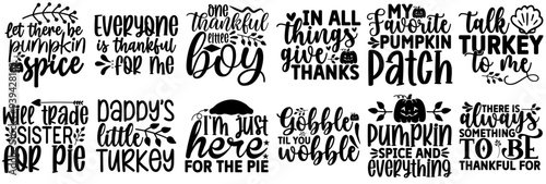 Minimalist Thanksgiving Calligraphy, Hand Lettering Bundle Vector Illustration for Gift Card, Bookmark, Advertising