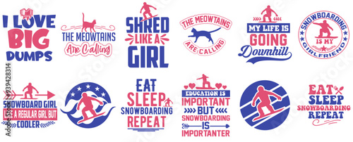 Decorative Snowboarding Typography, Invitation Pack Vector Illustration for Motion Graphics, Poster, Newsletter