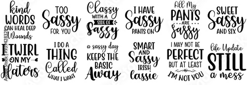 Modern Sassy Calligraphic Lettering, Typography Bundle Vector Illustration for Greeting Card, Brochure, Newsletter