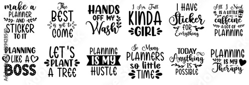 Colourful Planner Hand Lettering, Inscriptions Collection Vector Illustration for Bookmark, T-Shirt Design, Flyer