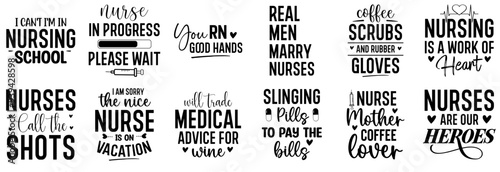 Simple Nurse Hand Lettering, Calligraphy Set Vector Illustration for Bookmark, Motion Graphics, Flyer