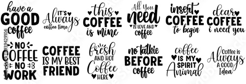 Colourful Coffee Trendy Retro Style Illustration, Hand Lettering Set Vector Illustration for Bookmark, Motion Graphics, Mug Design