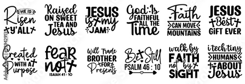Decorative Christian Typographic Emblems, Trendy Retro Style Illustration Collection Vector Illustration for Printable, Vouchers, Brochure