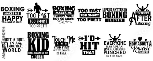 Cute Boxing Invitation, Quotes Pack Vector Illustration for T-Shirt Design, Bookmark, Gift Card