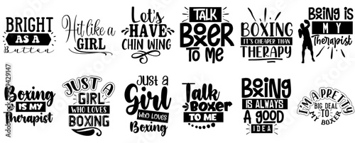 Decorative Boxing Labels And Badges, Quotes Bundle Vector Illustration for Vouchers, Stationery, Printable
